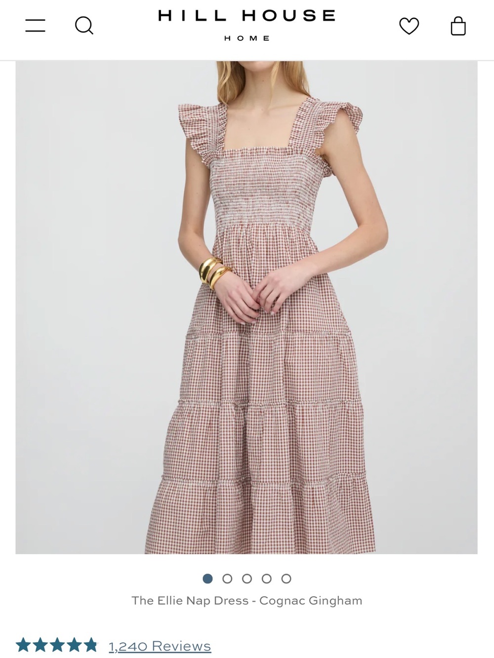 Hill House Pink Gingham Nap Dress Ruffle-Strap Small - Picture 5 of 5